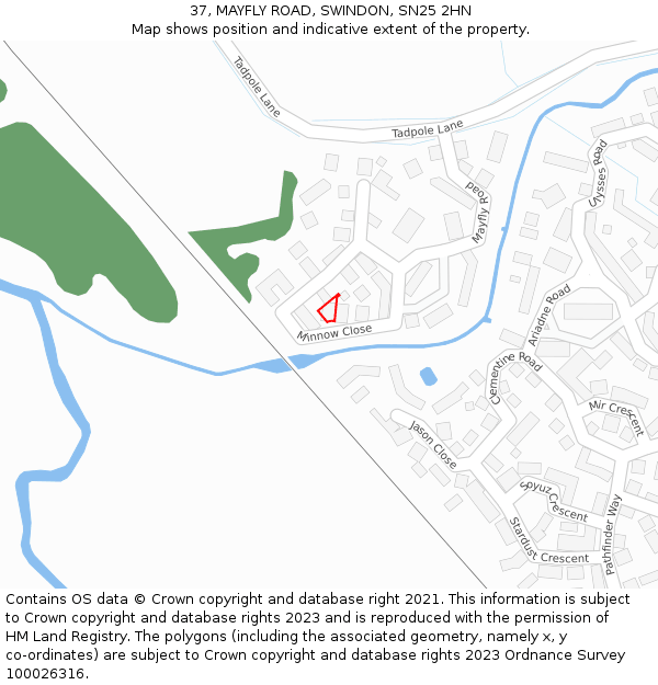 37, MAYFLY ROAD, SWINDON, SN25 2HN: Location map and indicative extent of plot