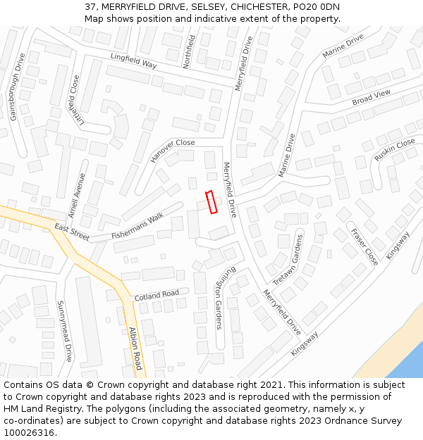 37, MERRYFIELD DRIVE, SELSEY, CHICHESTER, PO20 0DN: Location map and indicative extent of plot