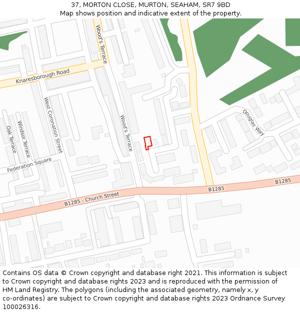 37, MORTON CLOSE, MURTON, SEAHAM, SR7 9BD: Location map and indicative extent of plot