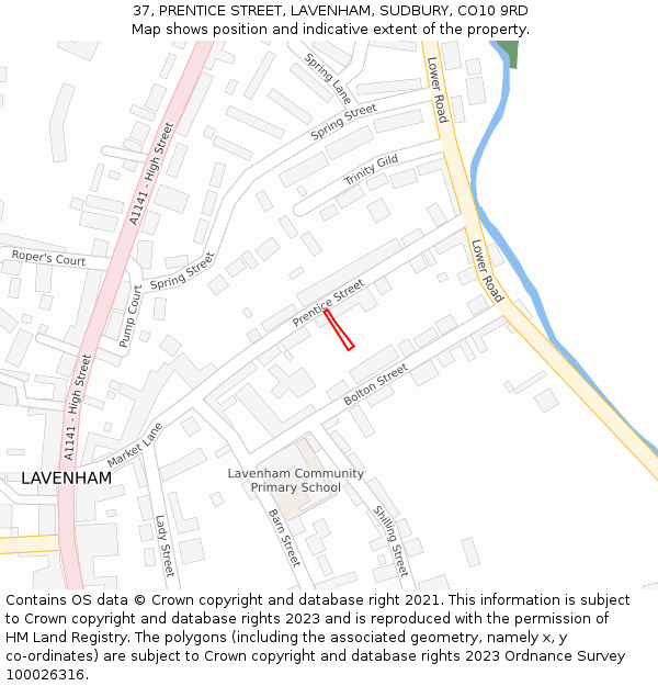 37, PRENTICE STREET, LAVENHAM, SUDBURY, CO10 9RD: Location map and indicative extent of plot