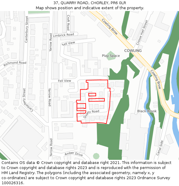37, QUARRY ROAD, CHORLEY, PR6 0LR: Location map and indicative extent of plot