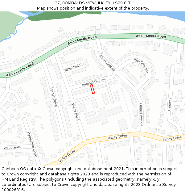 37, ROMBALDS VIEW, ILKLEY, LS29 8LT: Location map and indicative extent of plot