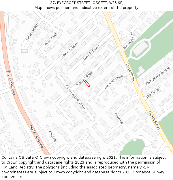 37, RYECROFT STREET, OSSETT, WF5 9EJ: Location map and indicative extent of plot