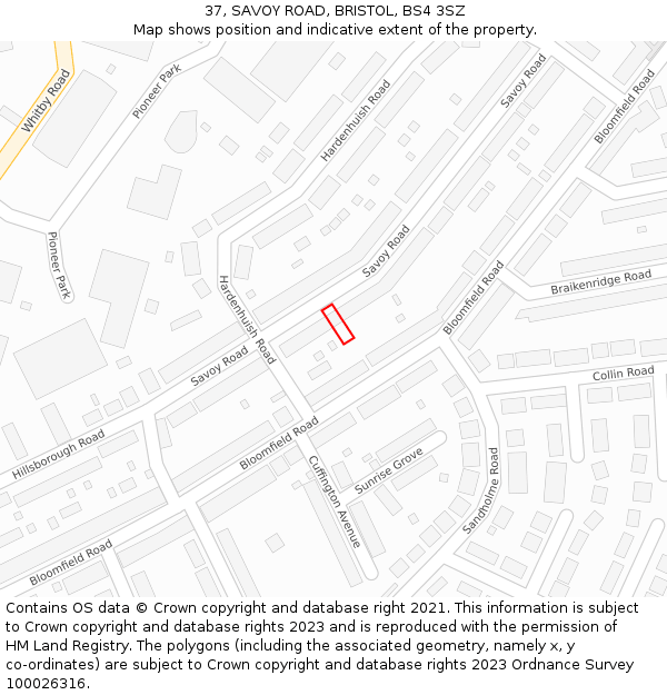 37, SAVOY ROAD, BRISTOL, BS4 3SZ: Location map and indicative extent of plot