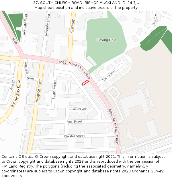 37, SOUTH CHURCH ROAD, BISHOP AUCKLAND, DL14 7JU: Location map and indicative extent of plot