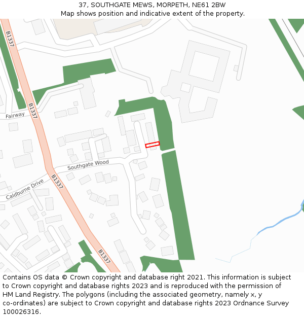 37, SOUTHGATE MEWS, MORPETH, NE61 2BW: Location map and indicative extent of plot