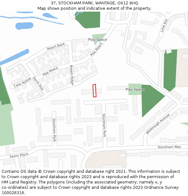 37, STOCKHAM PARK, WANTAGE, OX12 9HQ: Location map and indicative extent of plot