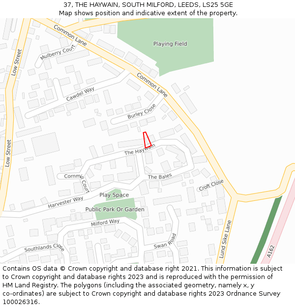 37, THE HAYWAIN, SOUTH MILFORD, LEEDS, LS25 5GE: Location map and indicative extent of plot