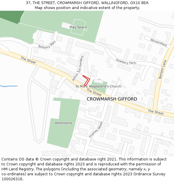37, THE STREET, CROWMARSH GIFFORD, WALLINGFORD, OX10 8EA: Location map and indicative extent of plot