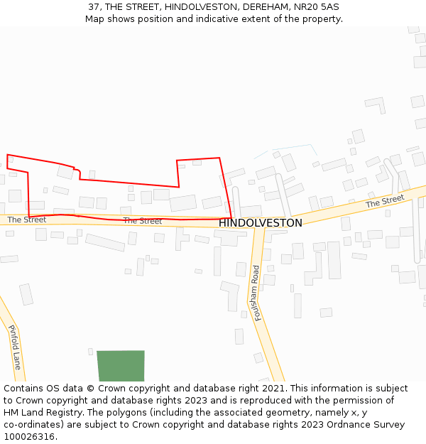 37, THE STREET, HINDOLVESTON, DEREHAM, NR20 5AS: Location map and indicative extent of plot