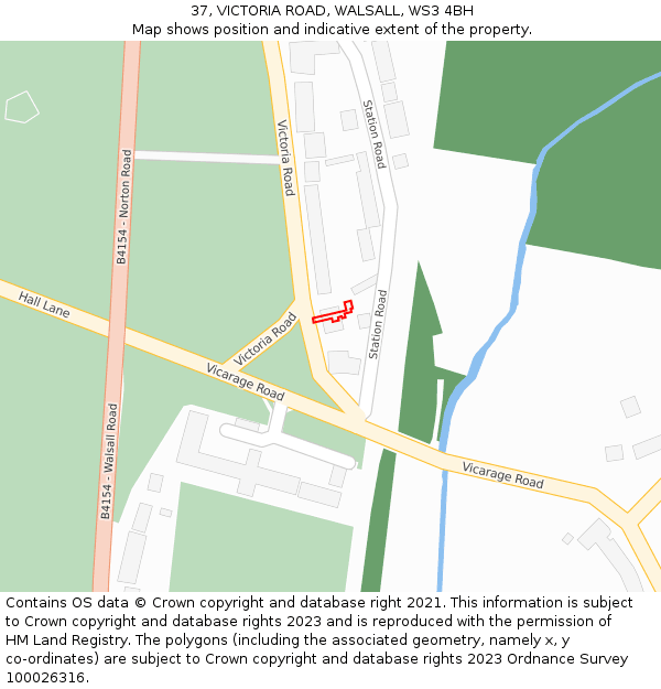 37, VICTORIA ROAD, WALSALL, WS3 4BH: Location map and indicative extent of plot