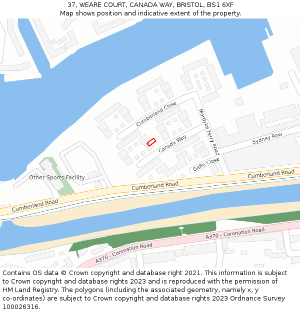 37, WEARE COURT, CANADA WAY, BRISTOL, BS1 6XF: Location map and indicative extent of plot
