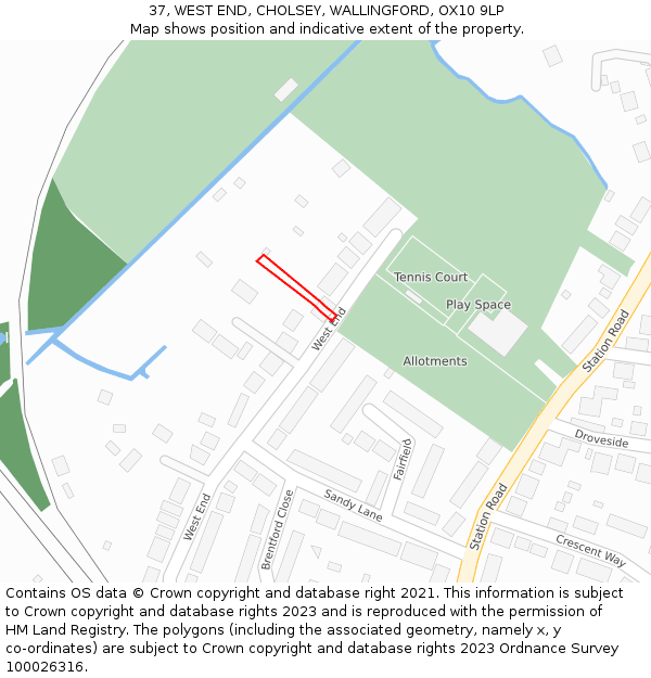 37, WEST END, CHOLSEY, WALLINGFORD, OX10 9LP: Location map and indicative extent of plot