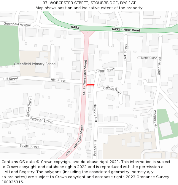 37, WORCESTER STREET, STOURBRIDGE, DY8 1AT: Location map and indicative extent of plot