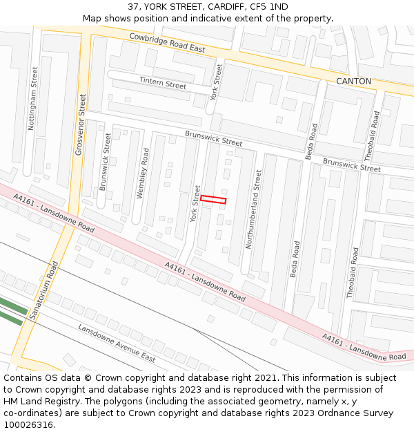 37, YORK STREET, CARDIFF, CF5 1ND: Location map and indicative extent of plot