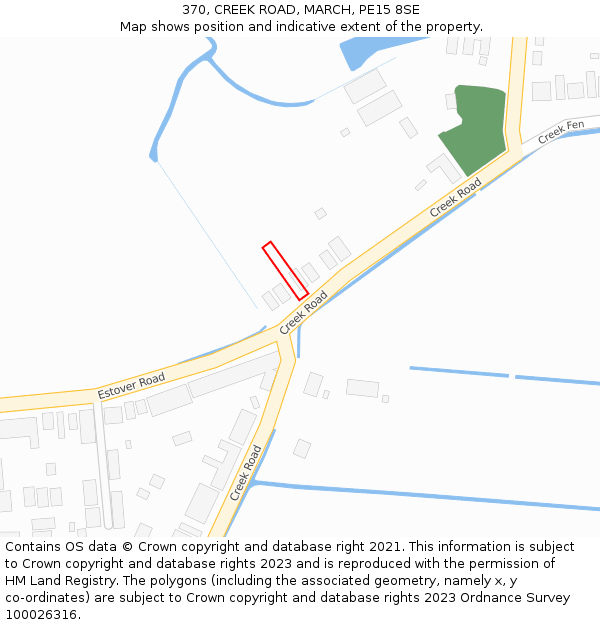 370, CREEK ROAD, MARCH, PE15 8SE: Location map and indicative extent of plot