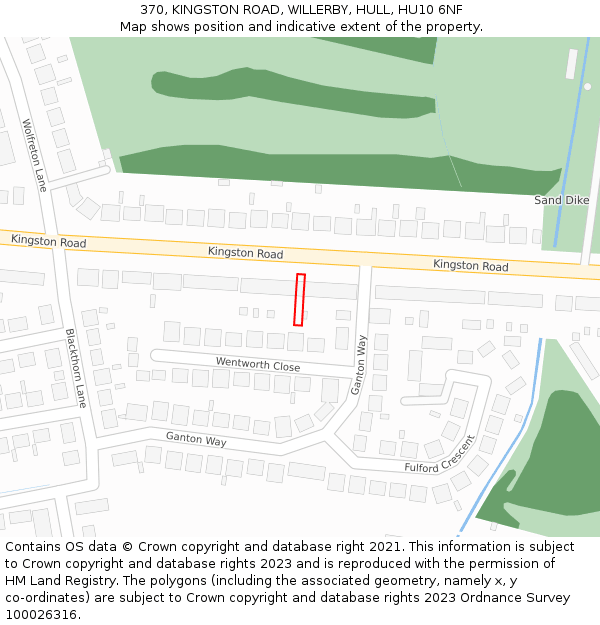 370, KINGSTON ROAD, WILLERBY, HULL, HU10 6NF: Location map and indicative extent of plot