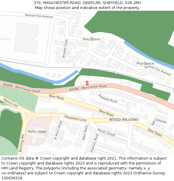 370, MANCHESTER ROAD, DEEPCAR, SHEFFIELD, S36 2RH: Location map and indicative extent of plot