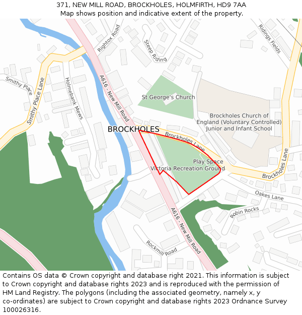 371, NEW MILL ROAD, BROCKHOLES, HOLMFIRTH, HD9 7AA: Location map and indicative extent of plot