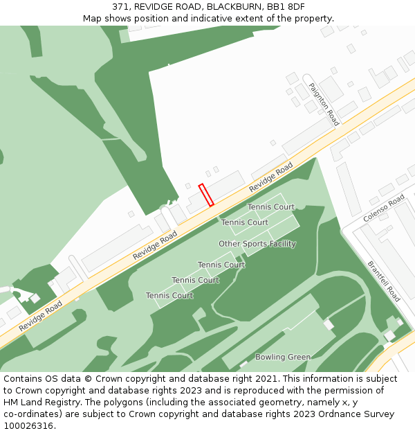 371, REVIDGE ROAD, BLACKBURN, BB1 8DF: Location map and indicative extent of plot