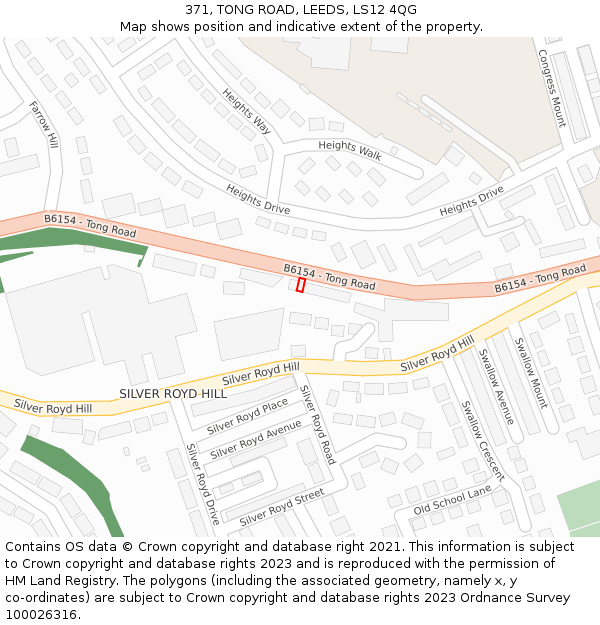 371, TONG ROAD, LEEDS, LS12 4QG: Location map and indicative extent of plot
