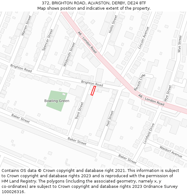 372, BRIGHTON ROAD, ALVASTON, DERBY, DE24 8TF: Location map and indicative extent of plot