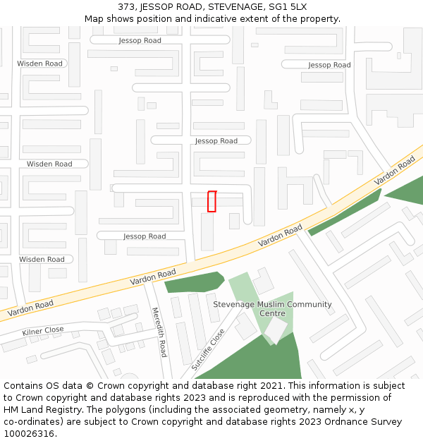 373, JESSOP ROAD, STEVENAGE, SG1 5LX: Location map and indicative extent of plot