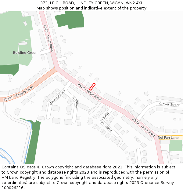373, LEIGH ROAD, HINDLEY GREEN, WIGAN, WN2 4XL: Location map and indicative extent of plot