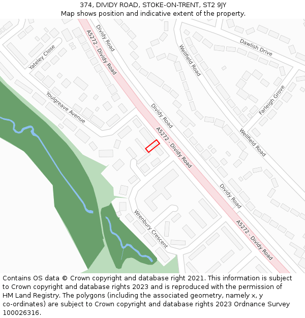 374, DIVIDY ROAD, STOKE-ON-TRENT, ST2 9JY: Location map and indicative extent of plot