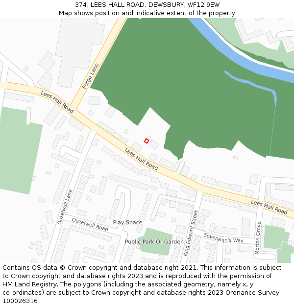 374, LEES HALL ROAD, DEWSBURY, WF12 9EW: Location map and indicative extent of plot
