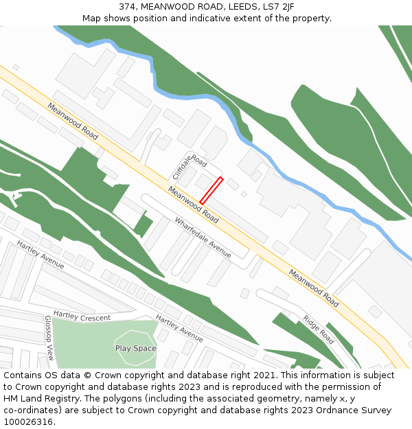 374, MEANWOOD ROAD, LEEDS, LS7 2JF: Location map and indicative extent of plot
