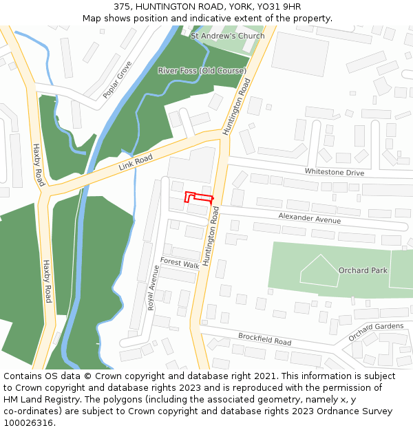 375, HUNTINGTON ROAD, YORK, YO31 9HR: Location map and indicative extent of plot