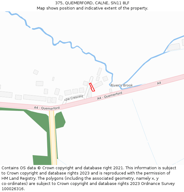375, QUEMERFORD, CALNE, SN11 8LF: Location map and indicative extent of plot