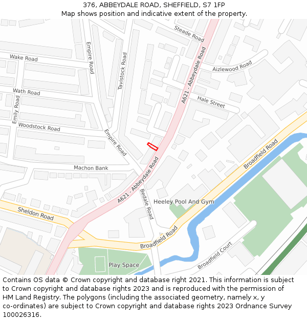 376, ABBEYDALE ROAD, SHEFFIELD, S7 1FP: Location map and indicative extent of plot