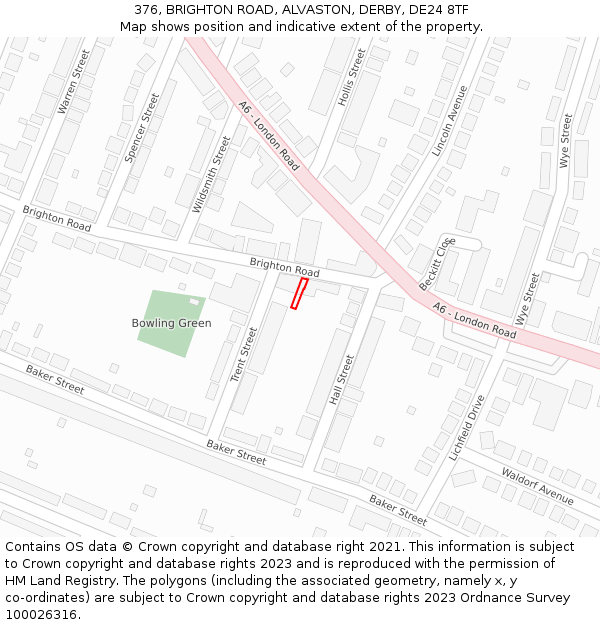 376, BRIGHTON ROAD, ALVASTON, DERBY, DE24 8TF: Location map and indicative extent of plot