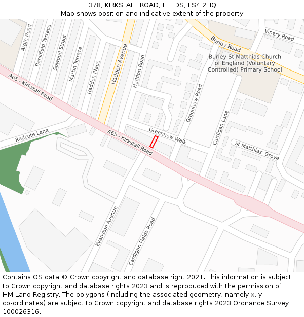 378, KIRKSTALL ROAD, LEEDS, LS4 2HQ: Location map and indicative extent of plot