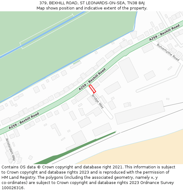 379, BEXHILL ROAD, ST LEONARDS-ON-SEA, TN38 8AJ: Location map and indicative extent of plot