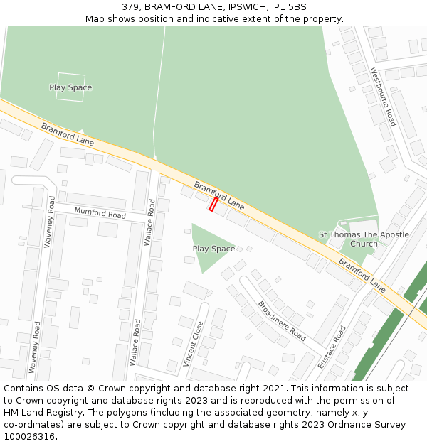379, BRAMFORD LANE, IPSWICH, IP1 5BS: Location map and indicative extent of plot