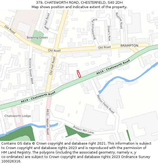 379, CHATSWORTH ROAD, CHESTERFIELD, S40 2DH: Location map and indicative extent of plot