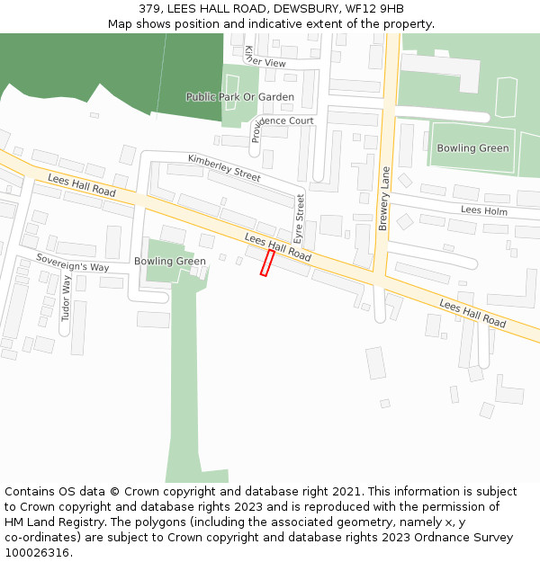 379, LEES HALL ROAD, DEWSBURY, WF12 9HB: Location map and indicative extent of plot