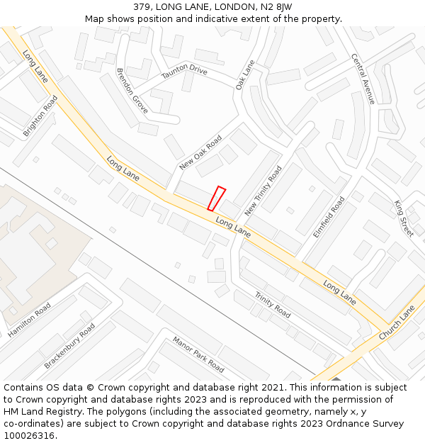 379, LONG LANE, LONDON, N2 8JW: Location map and indicative extent of plot
