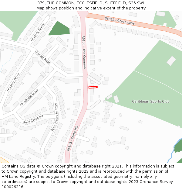 379, THE COMMON, ECCLESFIELD, SHEFFIELD, S35 9WL: Location map and indicative extent of plot