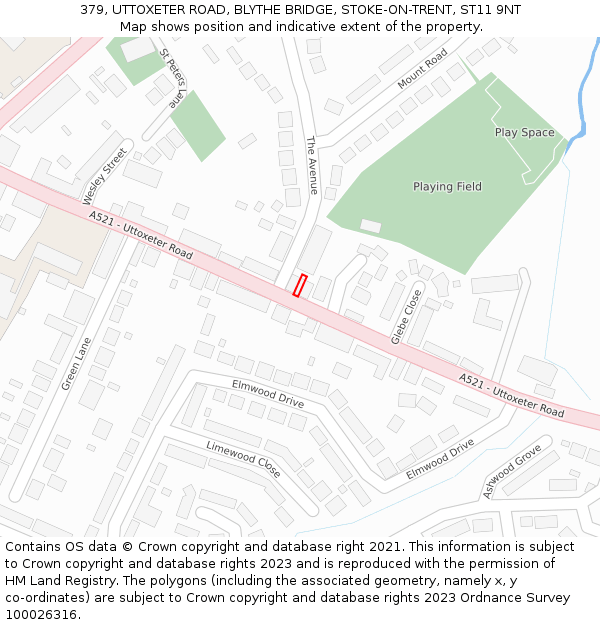 379, UTTOXETER ROAD, BLYTHE BRIDGE, STOKE-ON-TRENT, ST11 9NT: Location map and indicative extent of plot