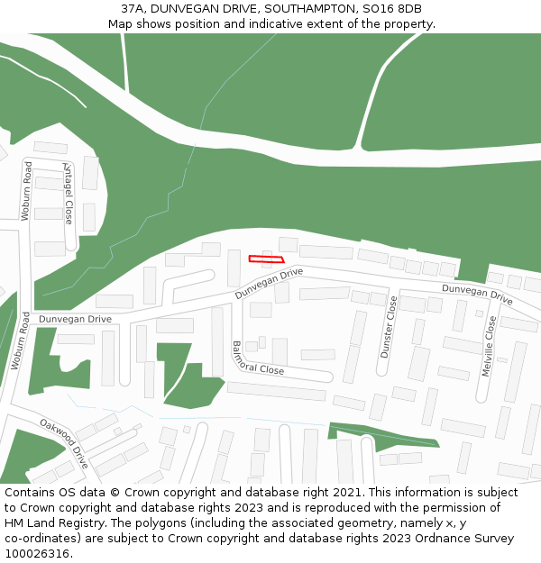 37A, DUNVEGAN DRIVE, SOUTHAMPTON, SO16 8DB: Location map and indicative extent of plot