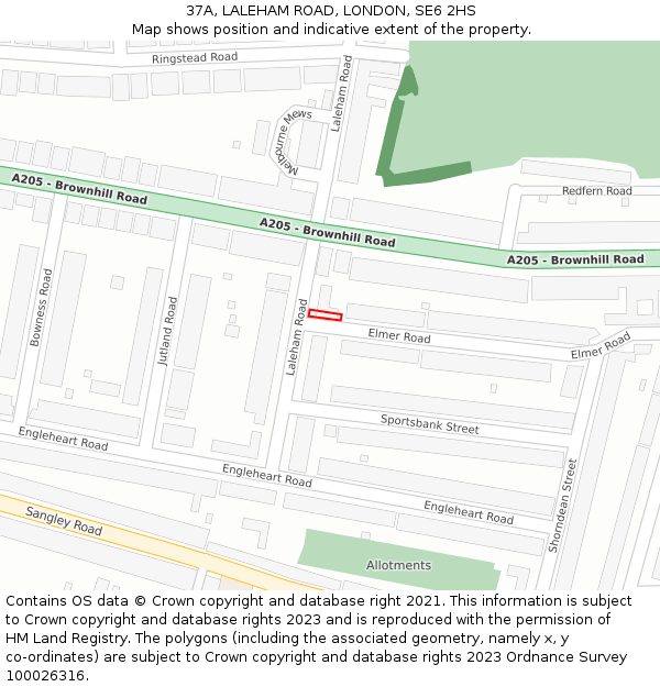 37A, LALEHAM ROAD, LONDON, SE6 2HS: Location map and indicative extent of plot
