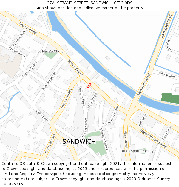 37A, STRAND STREET, SANDWICH, CT13 9DS: Location map and indicative extent of plot