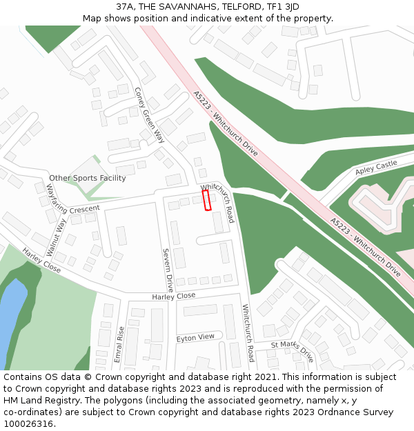37A, THE SAVANNAHS, TELFORD, TF1 3JD: Location map and indicative extent of plot