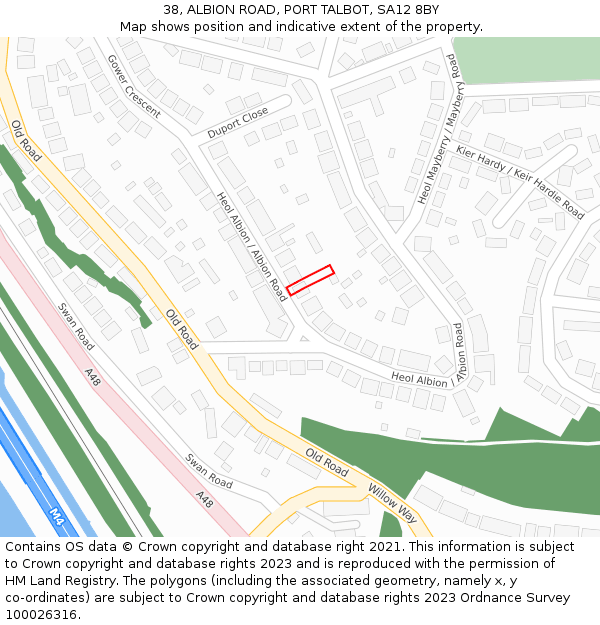 38, ALBION ROAD, PORT TALBOT, SA12 8BY: Location map and indicative extent of plot