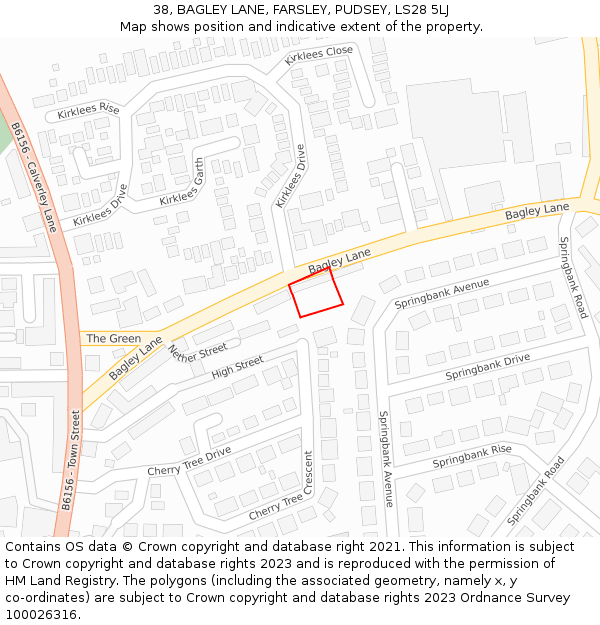 38, BAGLEY LANE, FARSLEY, PUDSEY, LS28 5LJ: Location map and indicative extent of plot