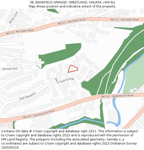 38, BANKFIELD GRANGE, GREETLAND, HALIFAX, HX4 8LJ: Location map and indicative extent of plot